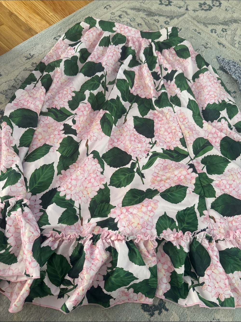 Pink Hydrangea Print maxi skirt